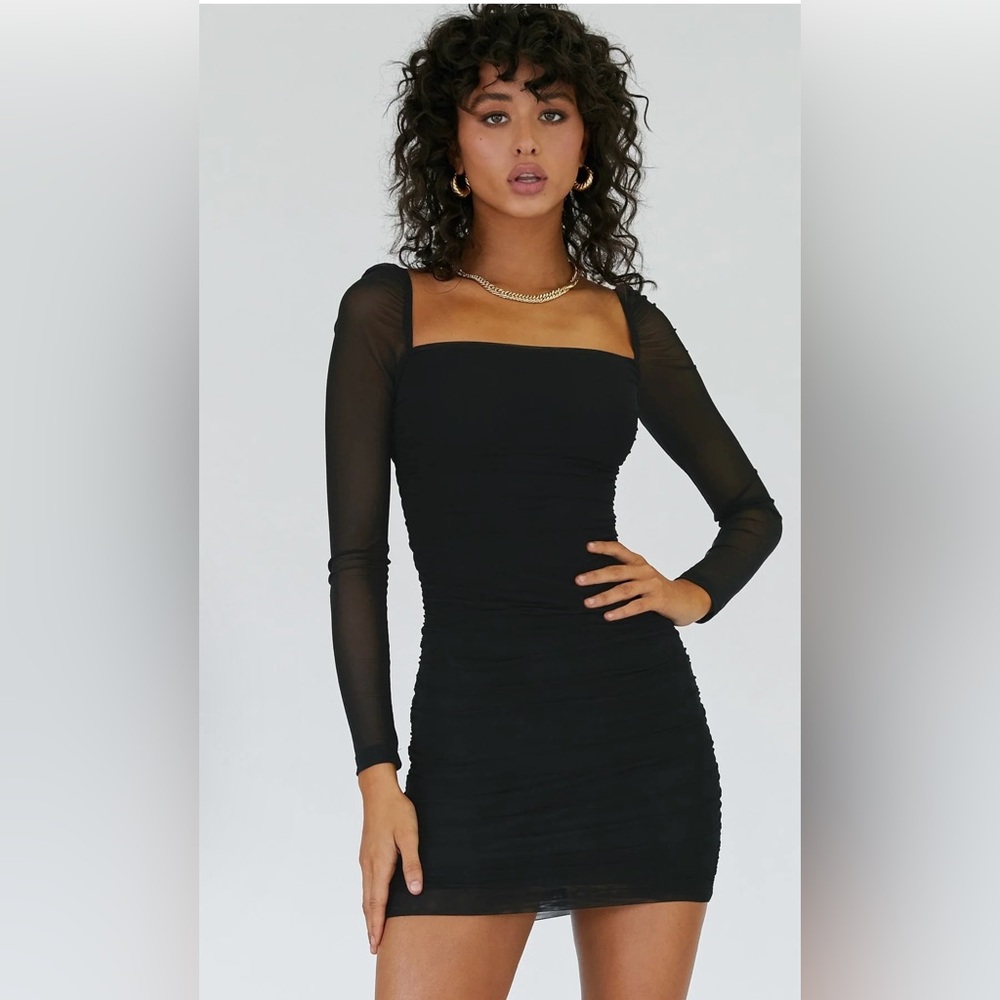 Princess polly Charvi Long Sleeve Mini Dress Black